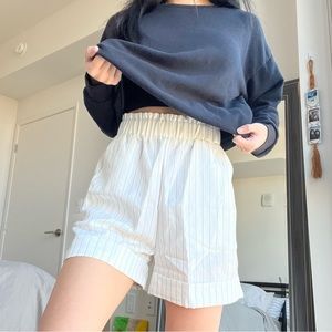 High Waist Striped Beach Shorts